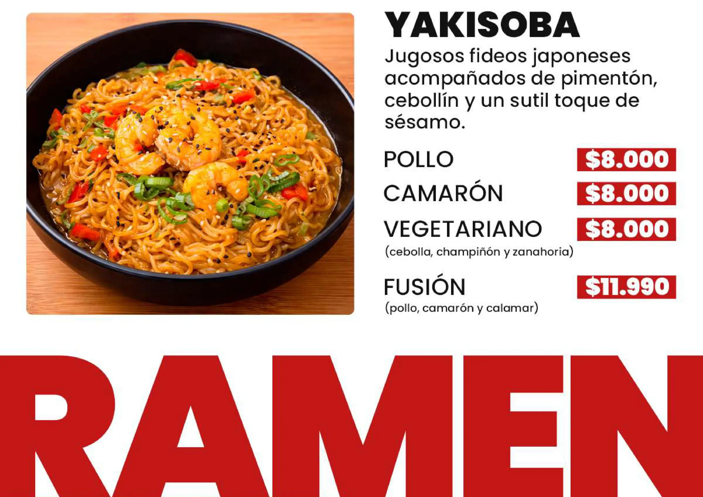 Carta de especialidades: Lámina de menú N° 10, trabajo de fusion sushi quillota
