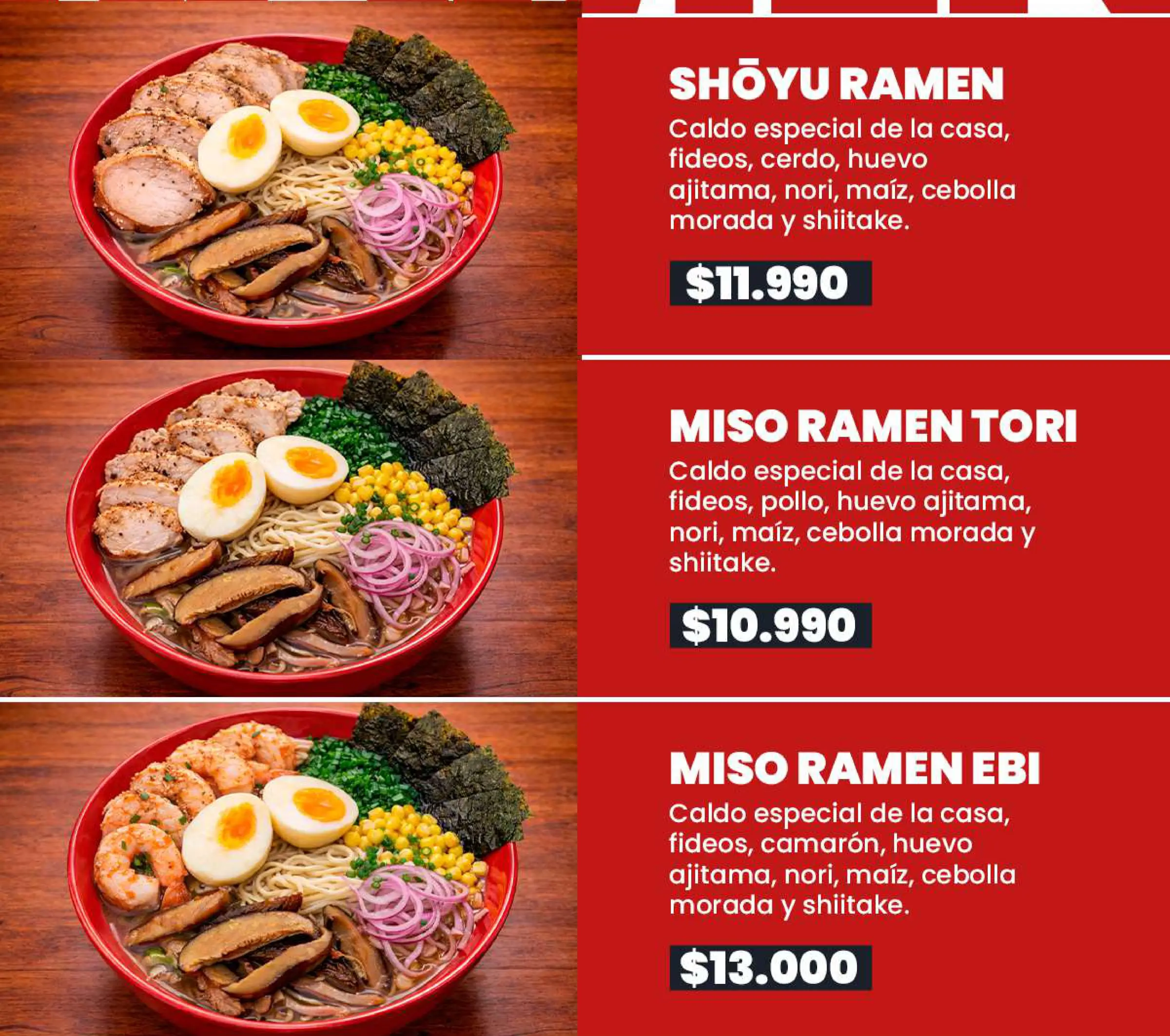 Carta de especialidades: Lámina de menú N° 10, trabajo de fusion sushi quillota