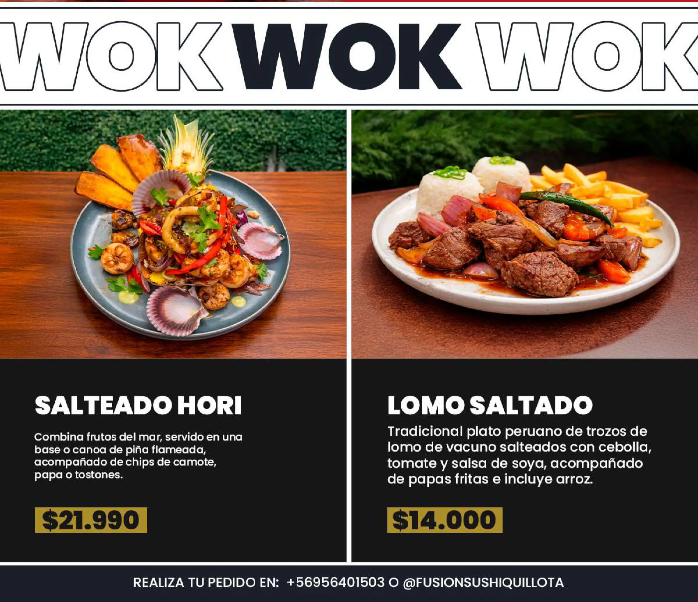 Carta de especialidades: Lámina de menú N° 10, trabajo de fusion sushi quillota