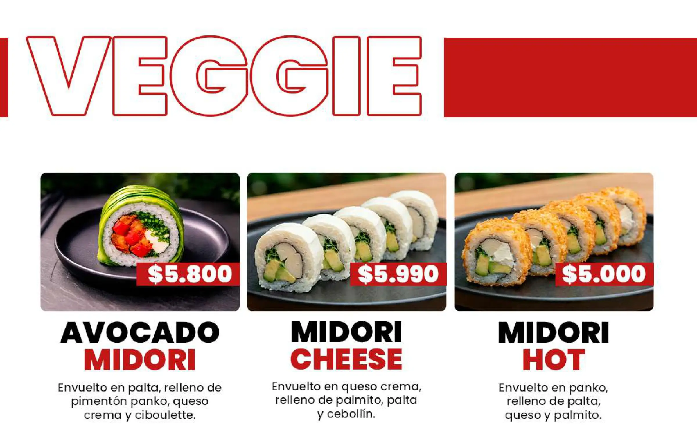 Carta de especialidades: Lámina de menú N° 10, trabajo de fusion sushi quillota