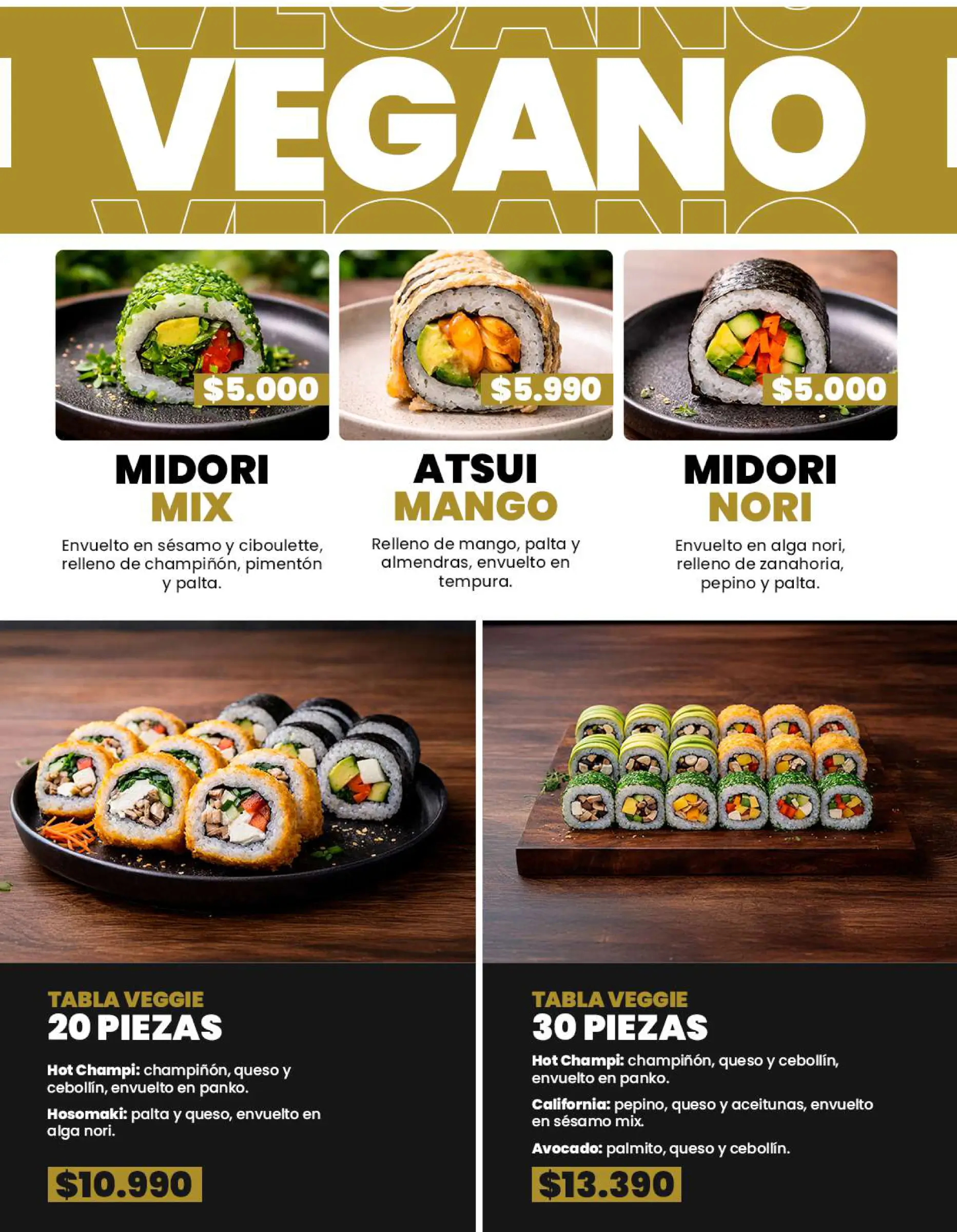 Carta de especialidades: Lámina de menú N° 10, trabajo de fusion sushi quillota