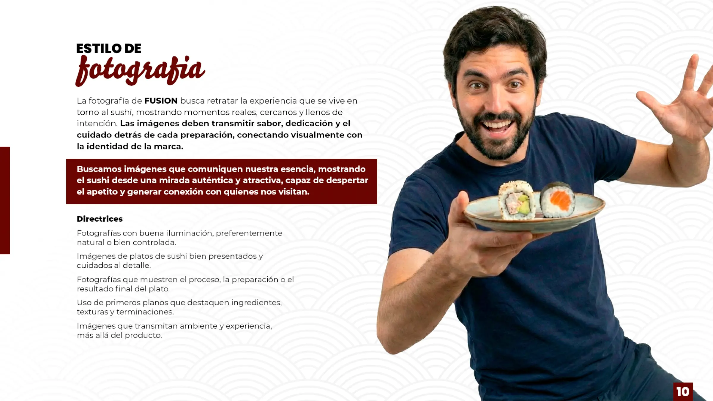 Manual de identidad: estilo fotográfico en situaciones de consumo, trabajo de fusion sushi quillota
