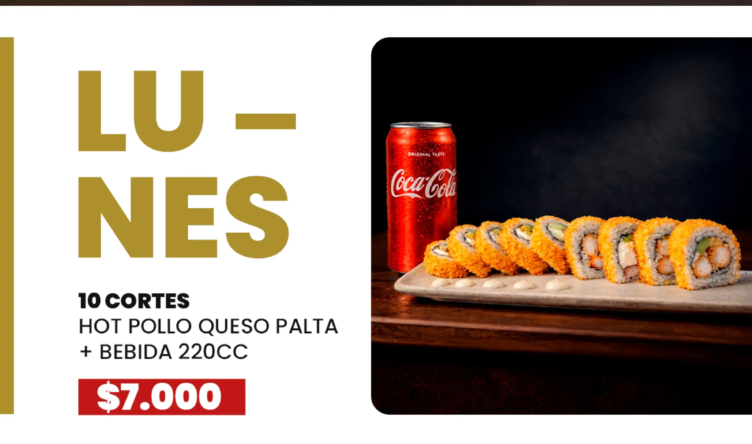 Promoción semanal: Lunes de rolls clásicos con descuento, trabajo de fusion sushi quillota