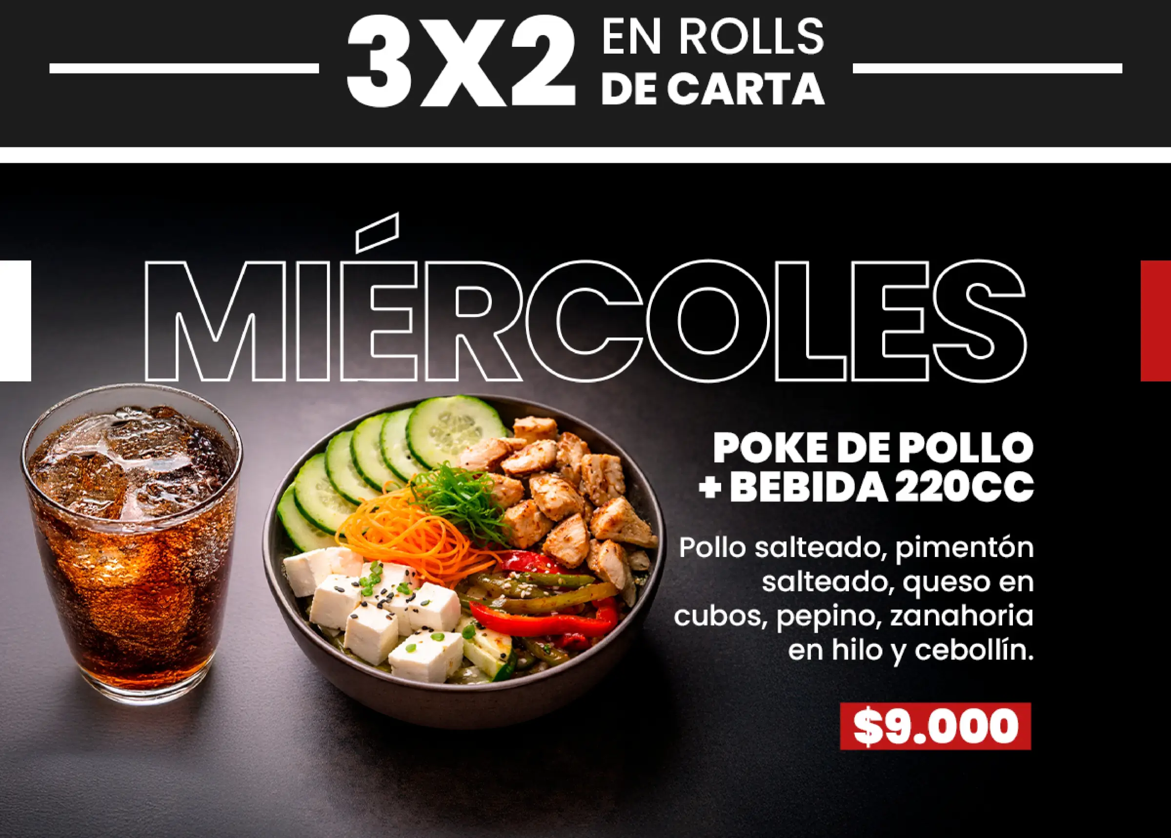 Promoción semanal: Miércoles de sushi burgers artesanales, trabajo de fusion sushi quillota