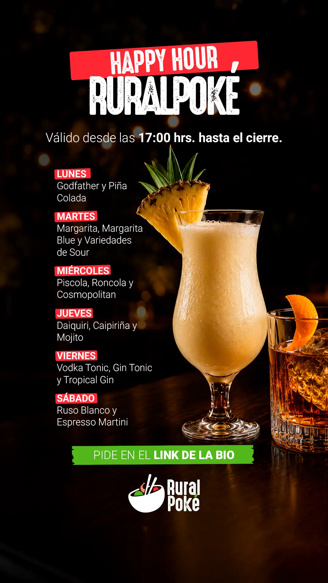 Historia Ruralpoke de happy hour