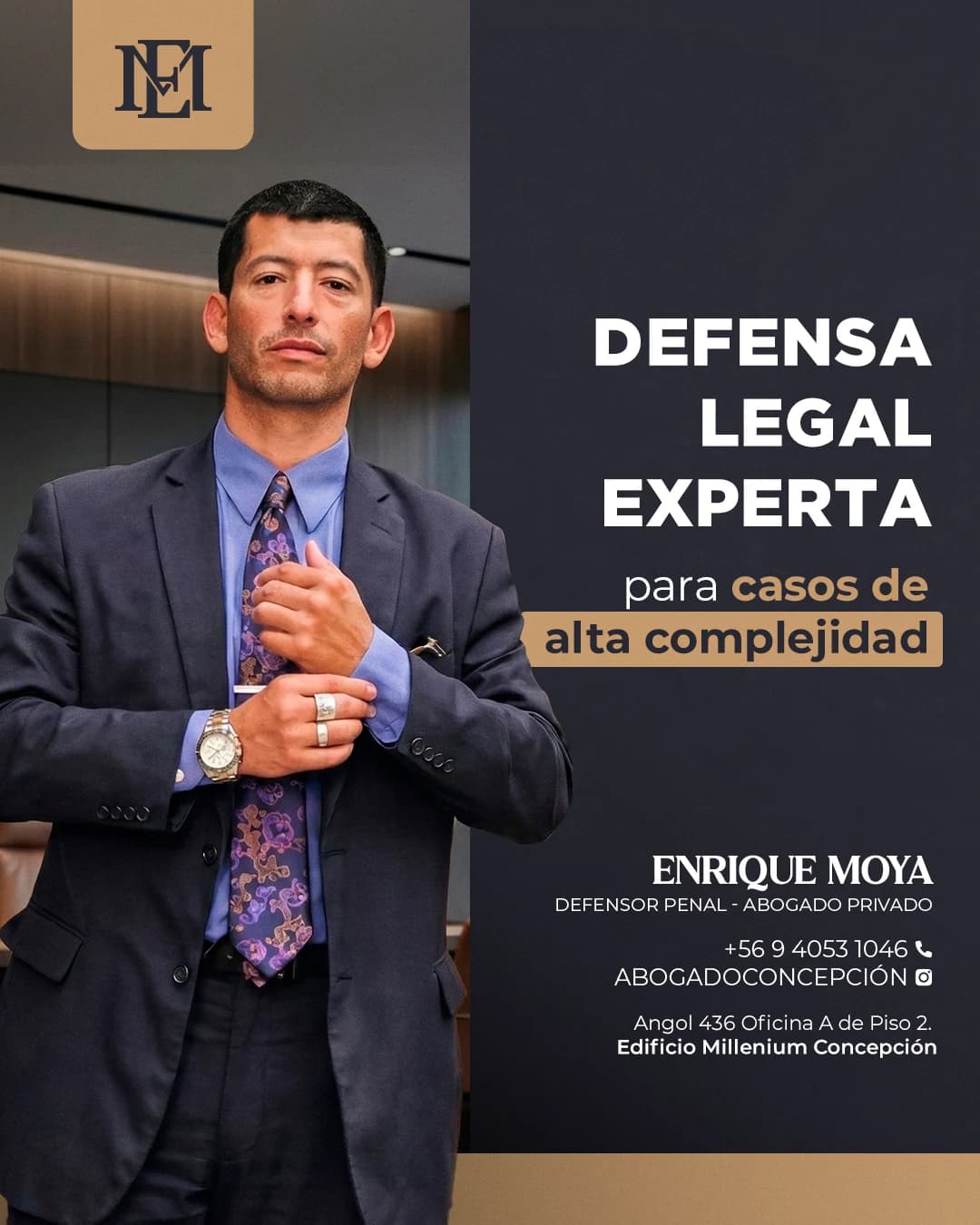 Campaña digital: portada del carrusel de asesoría jurídica especializada, trabajo de enrique moya