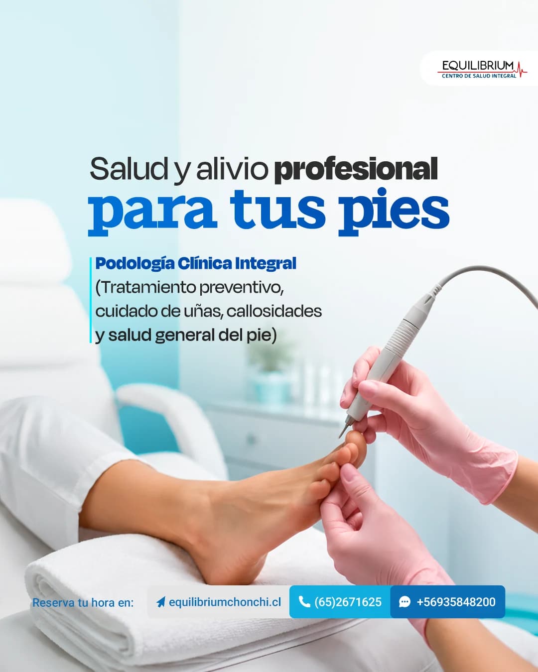 Pieza de especialidad: podología clínica y cuidado integral del pie, trabajo de equilibrium chonchi