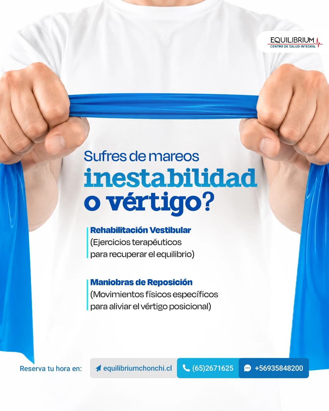 Pieza de tratamiento: rehabilitación y manejo clínico de vértigo y mareos, trabajo de equilibrium chonchi