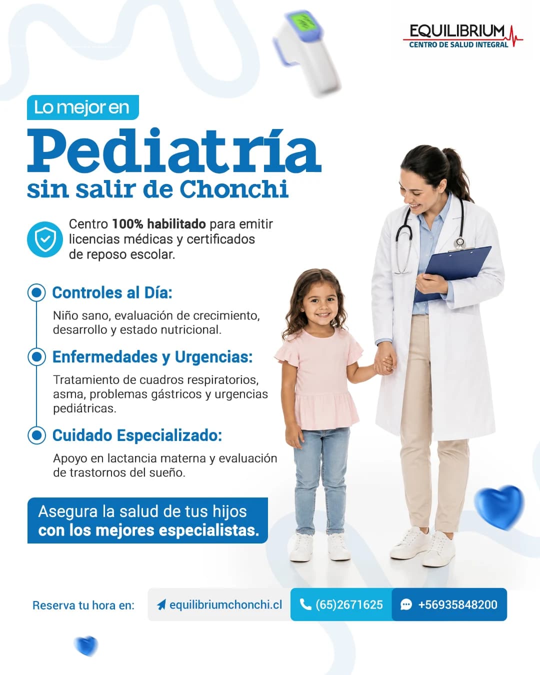 Pieza de servicio: atención pediátrica integral para el desarrollo infantil, trabajo de equilibrium chonchi