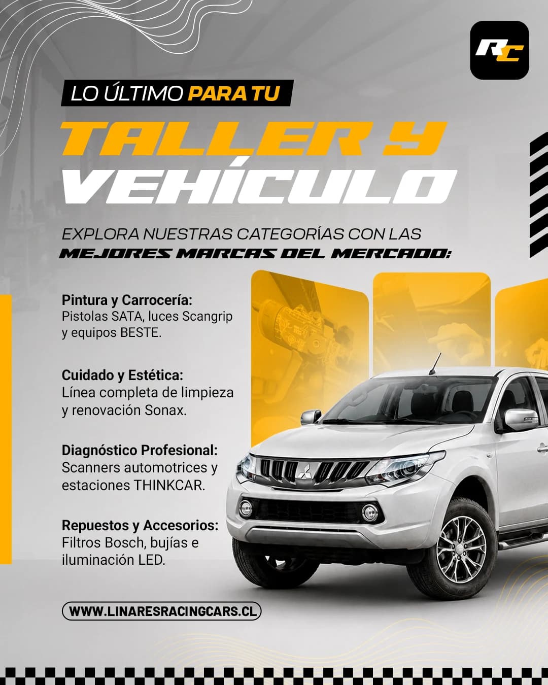 Carrusel comercial: detalle de preparación de motores y puesta a punto, trabajo de linares racing cars