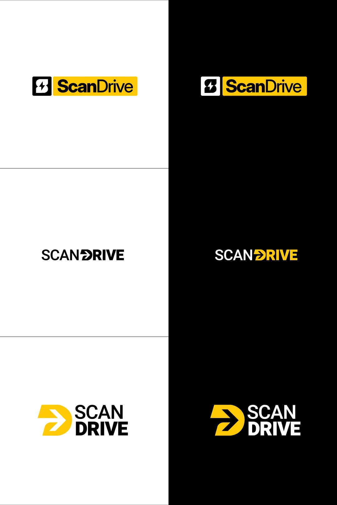Exploración y tablero de propuestas iniciales de logotipo, trabajo de scandrive