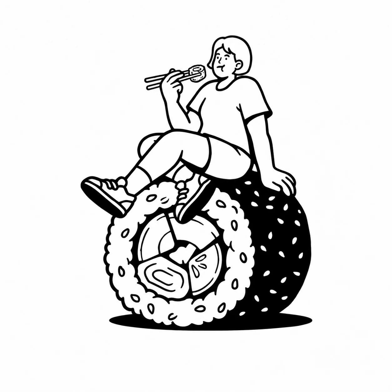 Ilustración de marca: sello heráldico y emblema circular Torii, trabajo de sushi torii