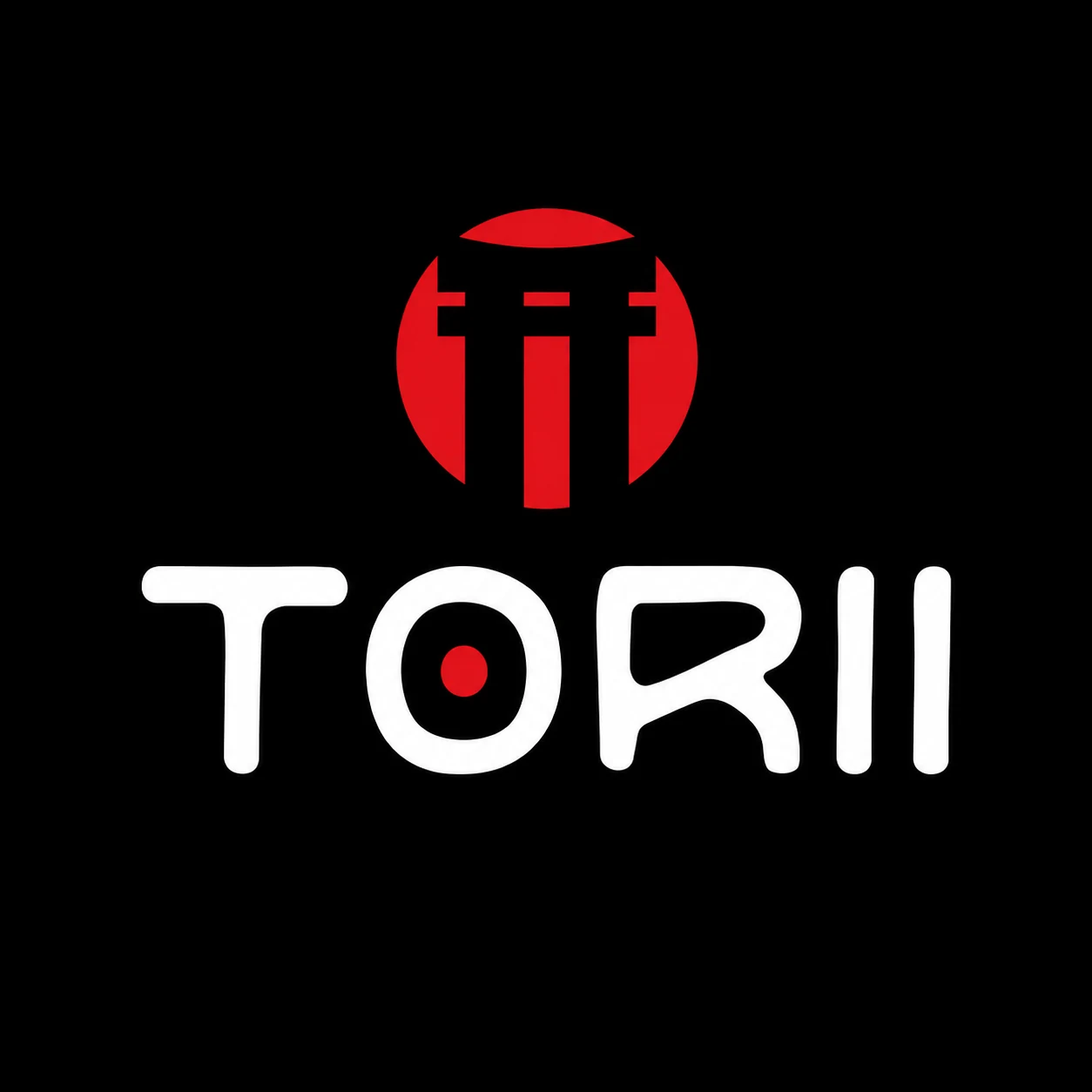 Logotipo principal de Sushi Torii sobre fondo oscuro, trabajo de sushi torii