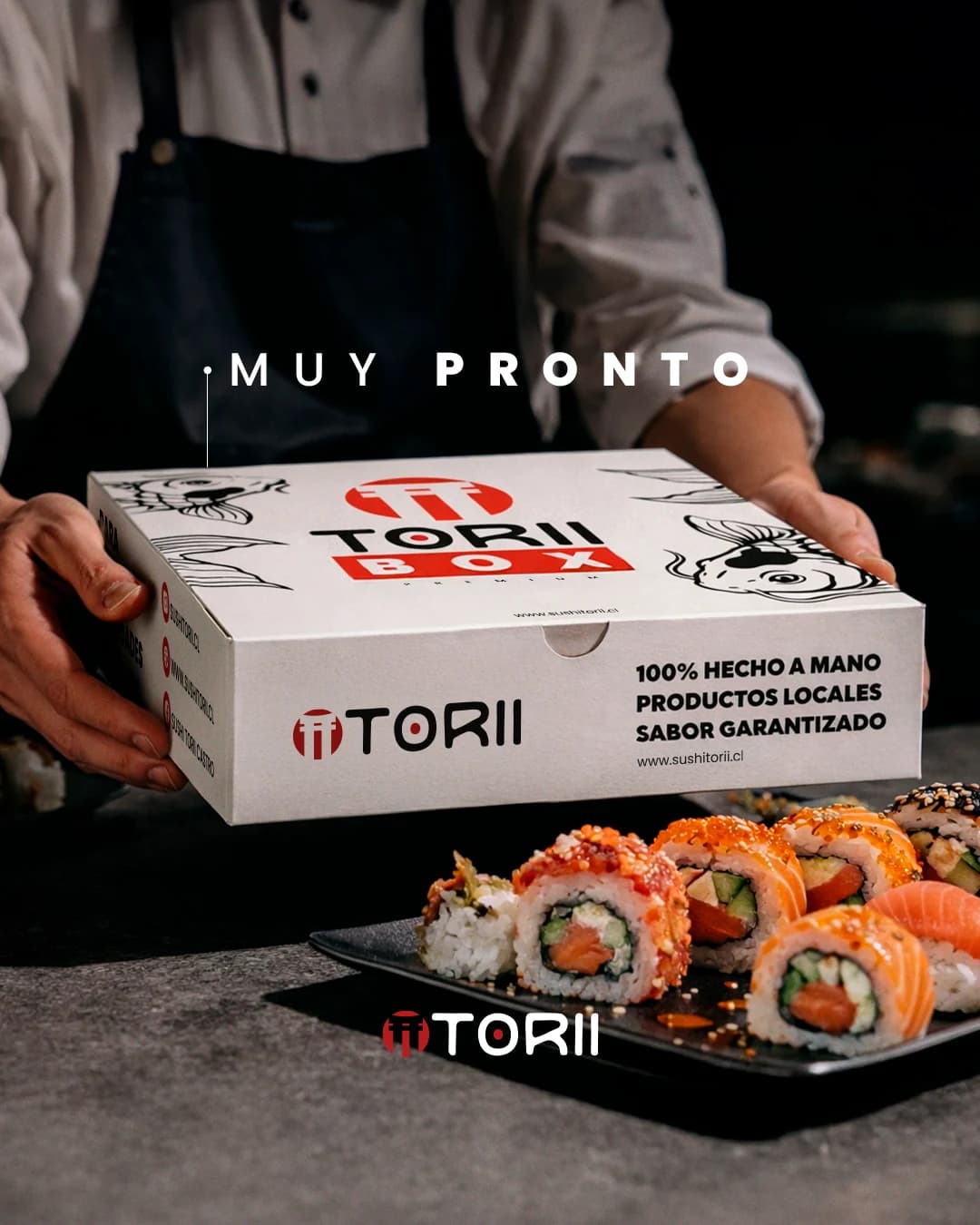 Campaña de prelanzamiento: Revelación de concepto gastronómico, trabajo de sushi torii