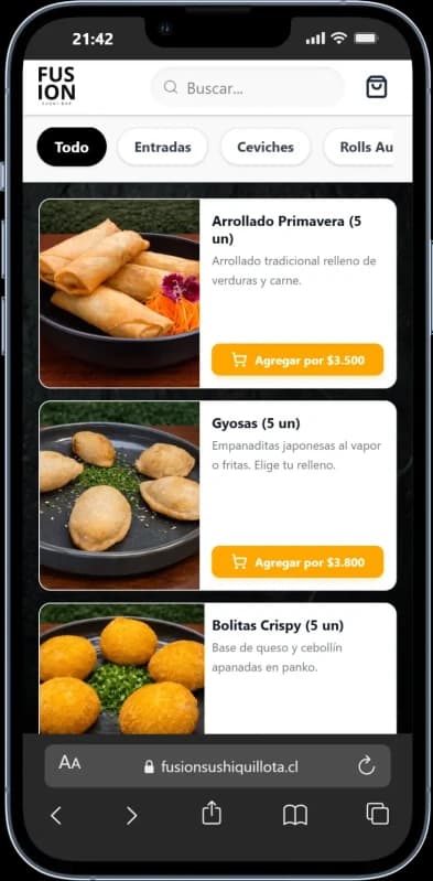 Portada del proyecto Fusion Sushi Quillota - Web App de Pedidos