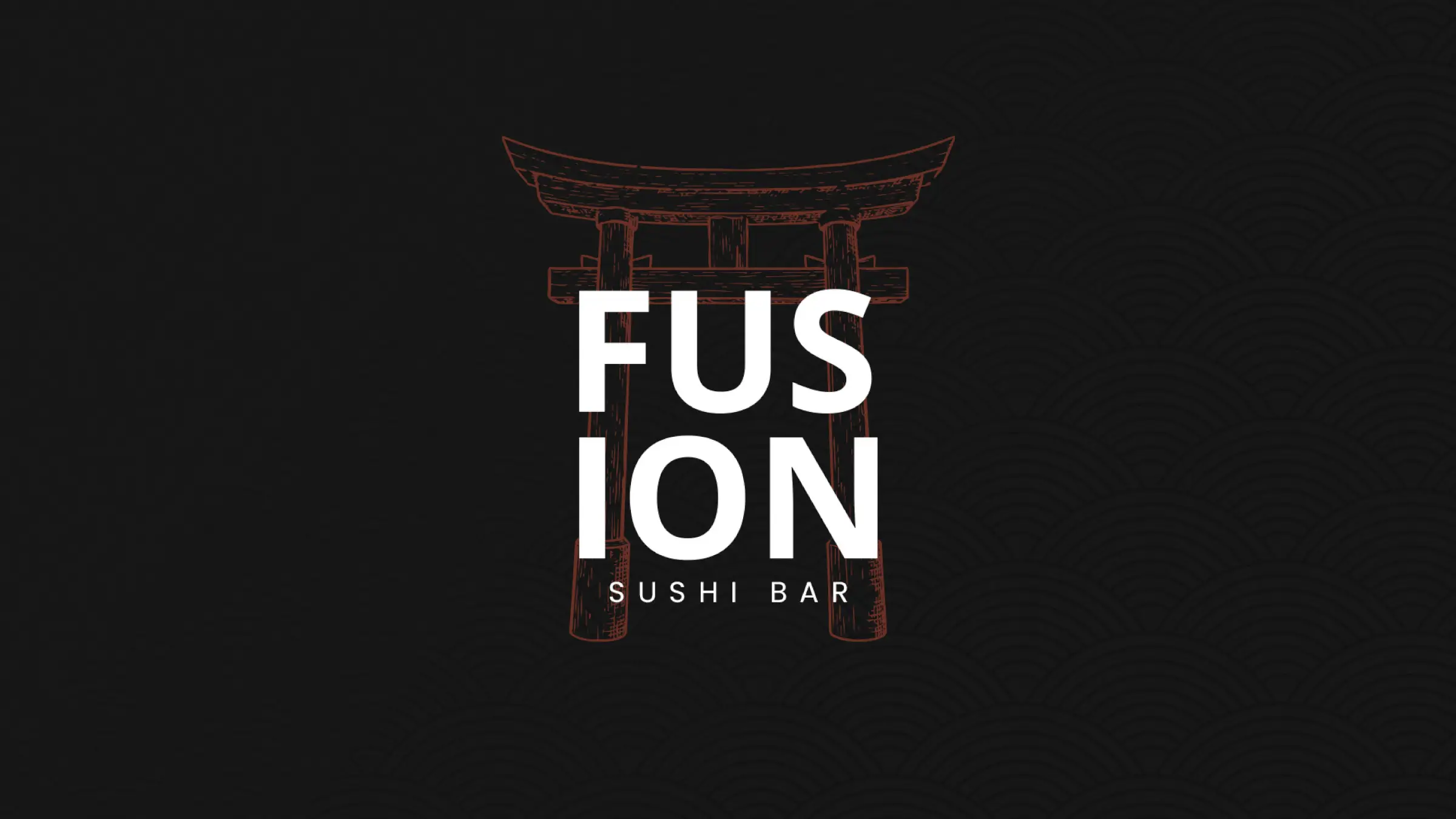 Logo y torii de Fusion Sushi Bar