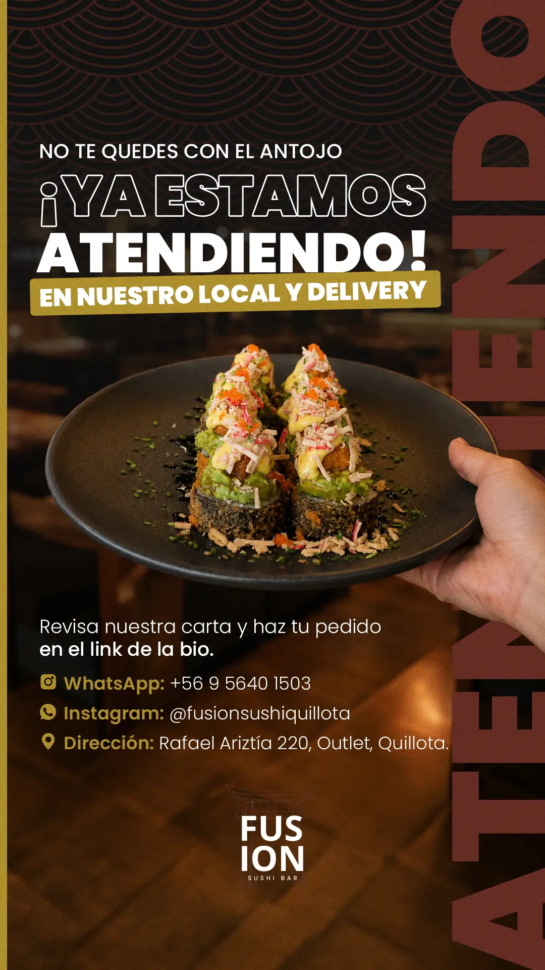 Story de Fusion Sushi: Ya abrimos