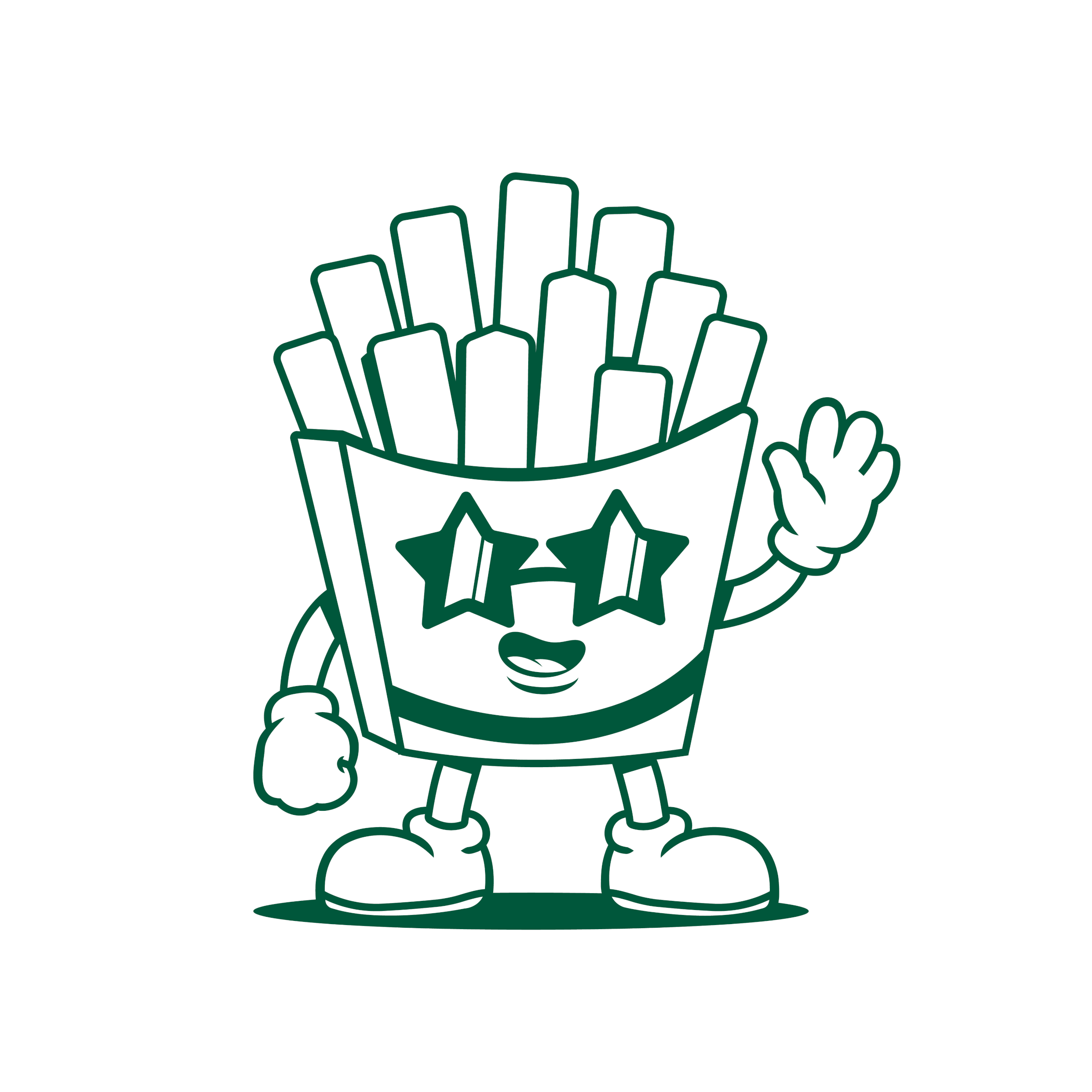 Personaje de papas fritas de Rural Burger